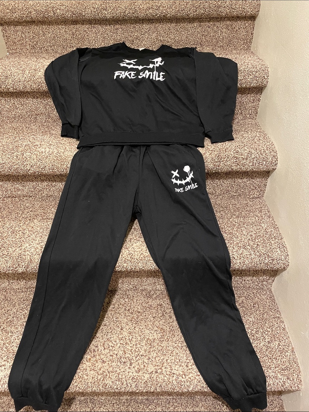 SHEIN - Fake smile Graphic joggers/sweatpant set. Sz US 13-14Y. small Women’s Sz